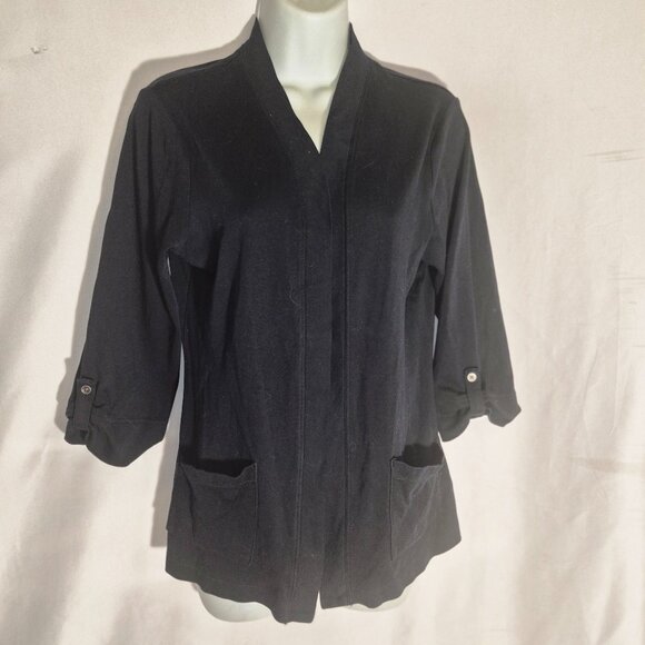 croft & barrow Sweaters - CROFT & BARROW cardigan sweater, open front, Black in size Medium